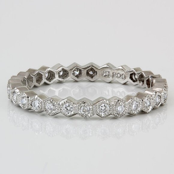 New Jolie Designs Platinum Diamond Stackable Eternity Band/Wedding Ring - Picture 1 of 3